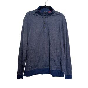 Tommy Bahama Blue Houndstooth Men’s XL Snap Pullover Sweater Ribbed Trim 29" Len